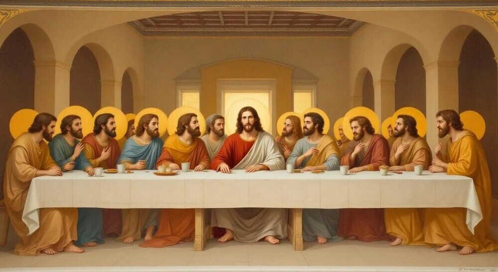 Early Christian depiction of the Last Supper, symbolizing the institution of the Eucharist.